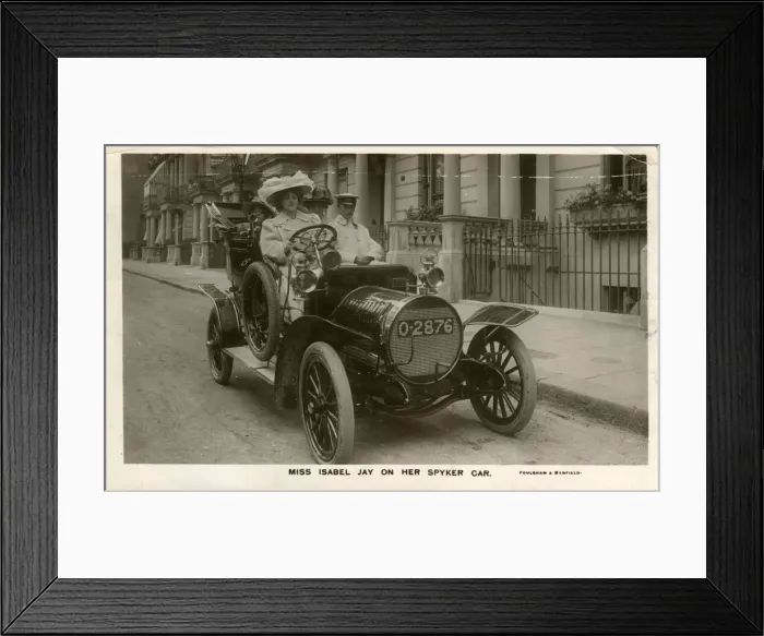 Framed Print : Spyker Vintage Car (Showing Miss Isabel Jay)