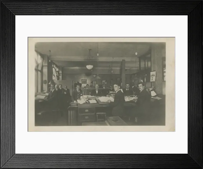 Framed Print : Edwardian Clerks (possibly in Office of JJ Bates Ltd) Framed Print : Edwardian Clerks (possibly in Office of JJ Bates Ltd)