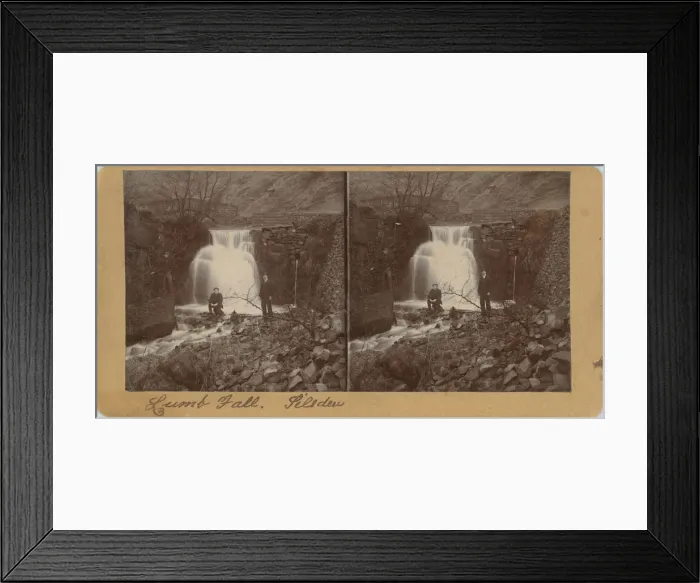 Framed Print : Lumbs Bridge and Falls (Original bridge, washed away 1901) Framed Print : Lumbs Bridge and Falls (Original bridge, washed away 1901)