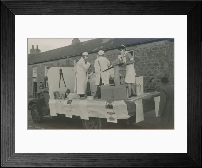 Framed Print : Medical Lorry - Float (Sign says 40M Man-days lost to colds) Framed Print : Medical Lorry - Float (Sign says 40M Man-days lost to colds)