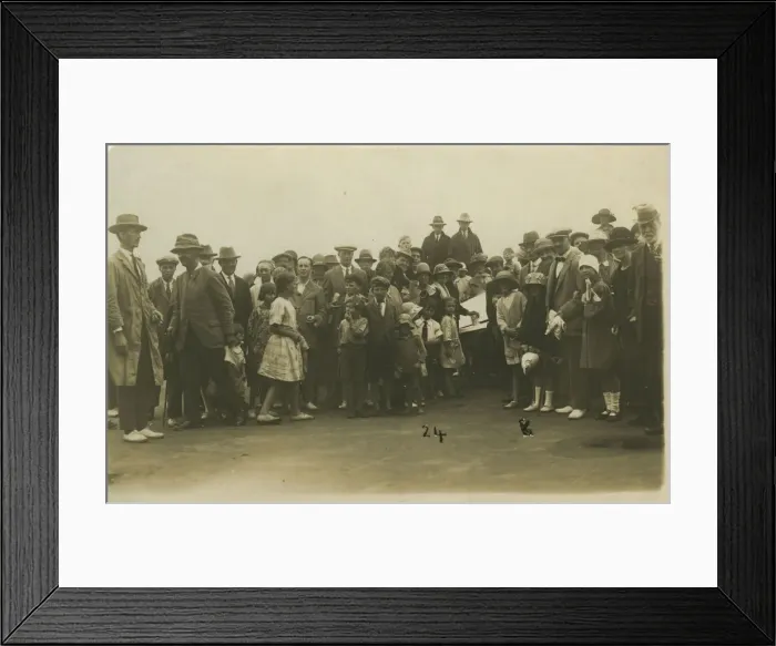 Framed Print : Gathering of People with Children, Unknown Location. Date: 1920s Framed Print : Gathering of People with Children, Unknown Location. Date: 1920s