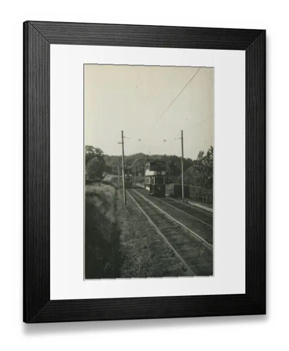 Framed Print : Trams, Netheroyd Hill, Huddersfield, Yorkshire, England. Date: 1937 Framed Print : Trams, Netheroyd Hill, Huddersfield, Yorkshire, England. Date: 1937