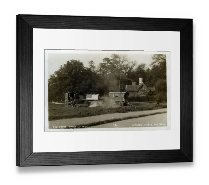 Framed Print : Gypsies Caravans, Swiss Cottage Lodge, Cassiobury Park, Watford, Hertfordshire, England Framed Print : Gypsies Caravans, Swiss Cottage Lodge, Cassiobury Park, Watford, Hertfordshire, England