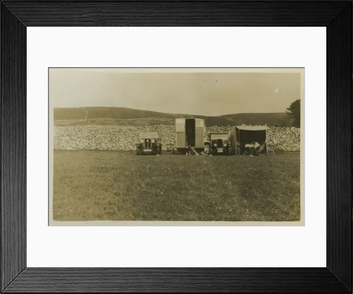Framed Print : Galloway and Standard 10 Vintage Cars with Caravan Framed Print : Galloway and Standard 10 Vintage Cars with Caravan