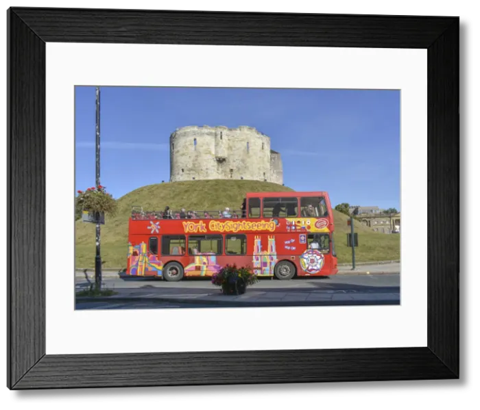 Framed Print : Tour Bus Cliffords Tower, York Framed Print : Tour Bus Cliffords Tower, York