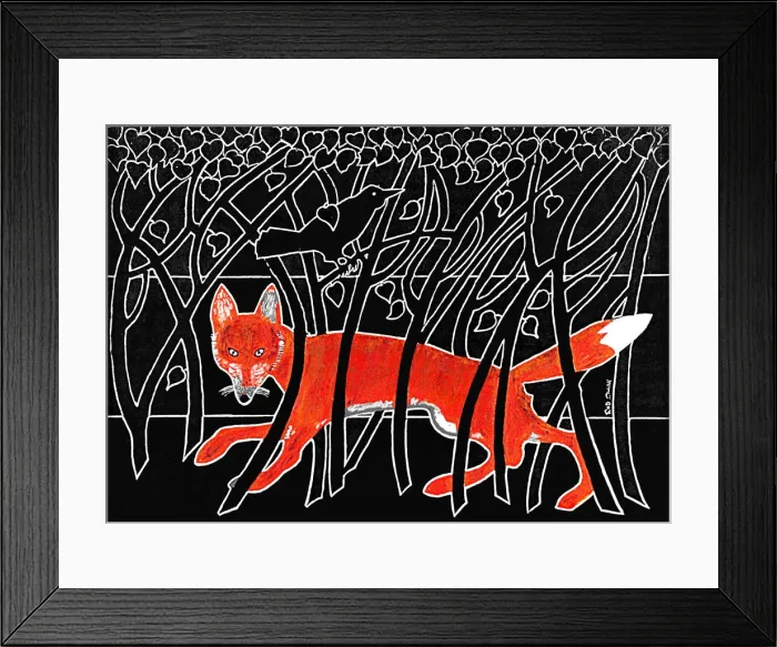 Framed Print : Fox and Blackbird Framed Print : Fox and Blackbird