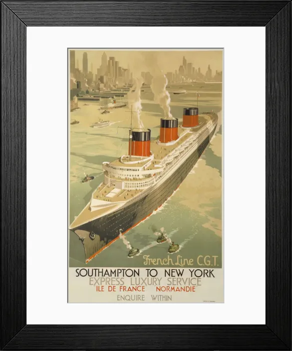 Framed Print : French Line Southampton to NYC Framed Print : French Line Southampton to NYC