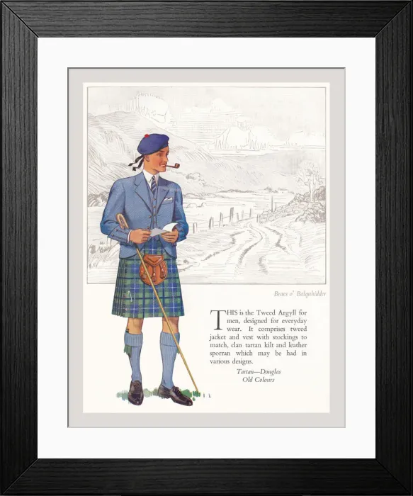 Framed Print : Tartan Douglas (Old colours), standing in front of Braes o Balquhidder Framed Print : Tartan Douglas (Old colours), standing in front of Braes o Balquhidder