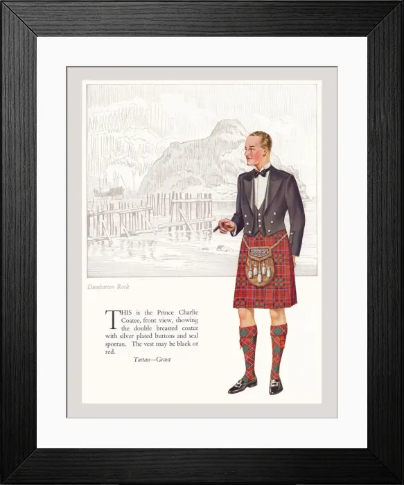 Framed Print : Tartan Grant, standing in front of Dumbarton rock. Artist: Anon. Date: circa 1930 Framed Print : Tartan Grant, standing in front of Dumbarton rock. Artist: Anon. Date: circa 1930