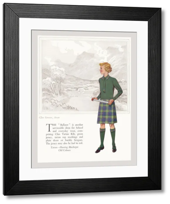 Framed Print : Tartan Hunting MacIntyre (Old colours), standing in front of Glen Sannox, Arran Framed Print : Tartan Hunting MacIntyre (Old colours), standing in front of Glen Sannox, Arran