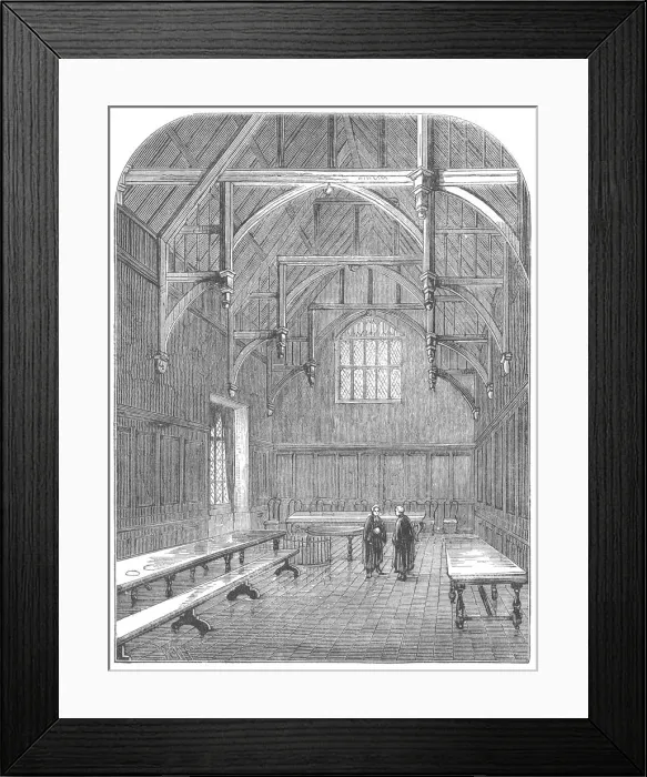 Framed Print : Grays Inn. Engraving depicting the Hall of Grays Inn Framed Print : Grays Inn. Engraving depicting the Hall of Grays Inn
