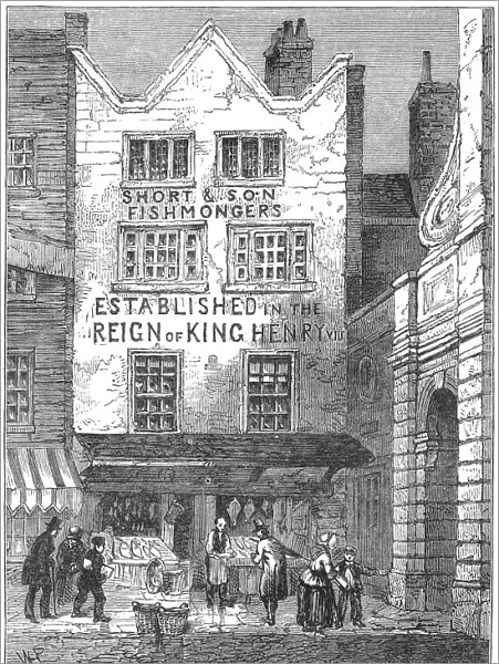 Fish shop. The old fish shop owned by Short & Son by Temple Bar. 1846. Date: 1846