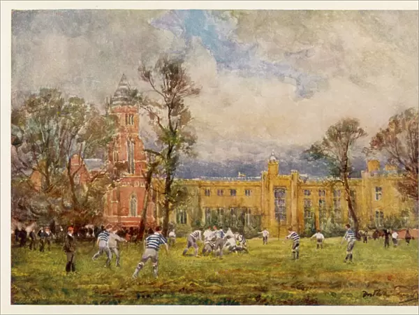 Rugby School with pupils playing rugby