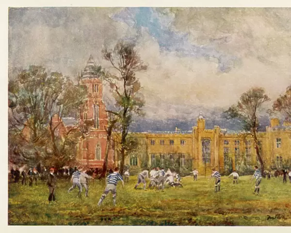 Rugby School with pupils playing rugby