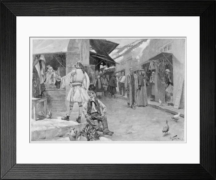 Framed Print : Tourists in a Greek street Framed Print : Tourists in a Greek street