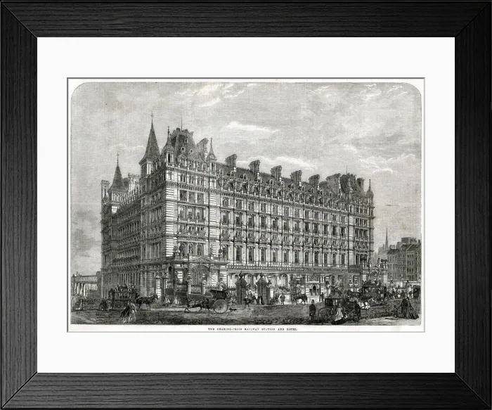 Framed Print : Newly opened Charing Cross Station, London 1864 Framed Print : Newly opened Charing Cross Station, London 1864