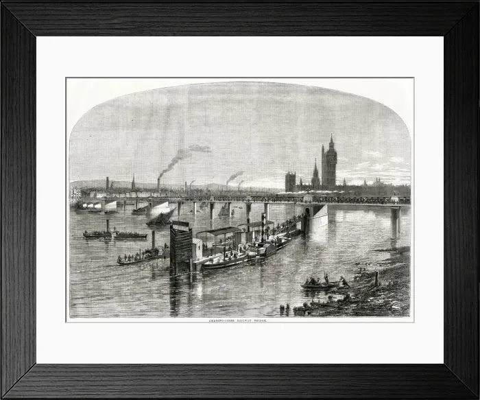 Framed Print : Hungerford railway and footbridge, River Thames, London Framed Print : Hungerford railway and footbridge, River Thames, London