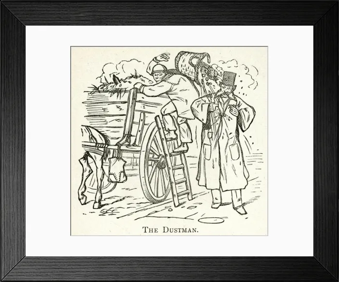 Framed Print : Dustman collecting refuse Framed Print : Dustman collecting refuse
