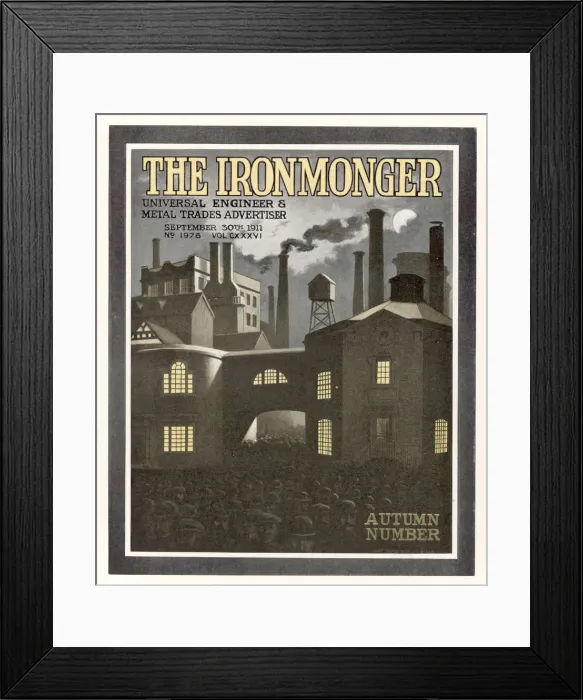 Framed Print : British factory exterior, Ironmonger Magazine cover Framed Print : British factory exterior, Ironmonger Magazine cover
