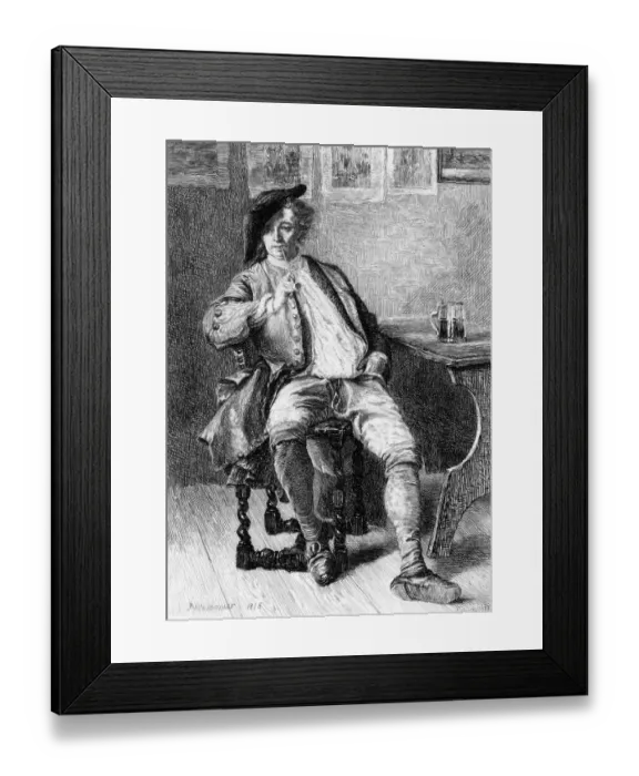 Framed Print : French man smoking pipe Framed Print : French man smoking pipe