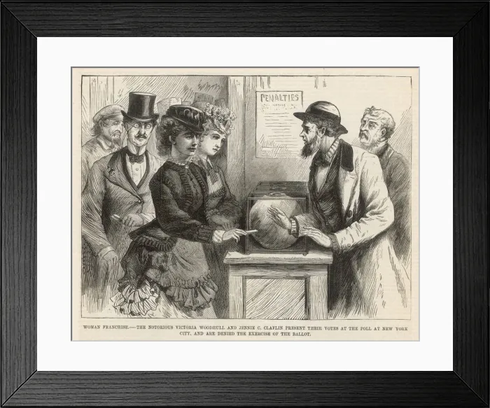 Framed Print : Women trying to vote at New York polling station, 1871 Framed Print : Women trying to vote at New York polling station, 1871