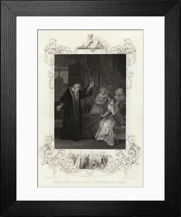Framed Print : John Knox (1505-1572). Reproves Mary Queen of Scots in 1563 Date: 1563 Framed Print : John Knox (1505-1572). Reproves Mary Queen of Scots in 1563 Date: 1563