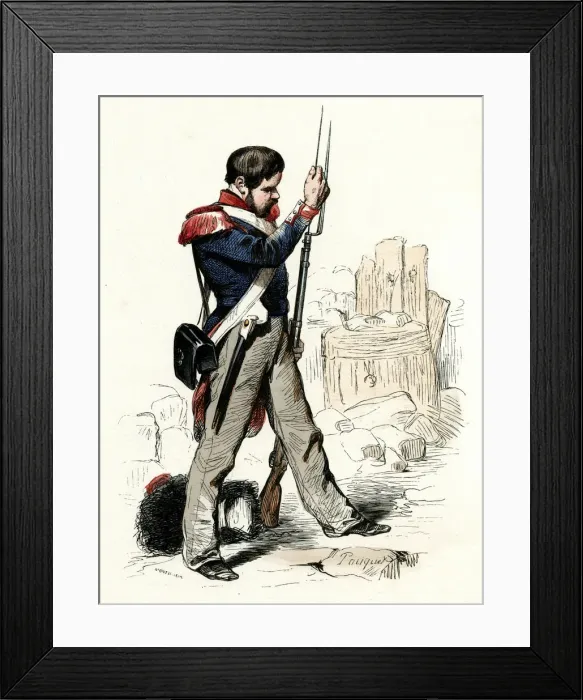 Framed Print : French National Guard soldier cleaning his rifle Framed Print : French National Guard soldier cleaning his rifle