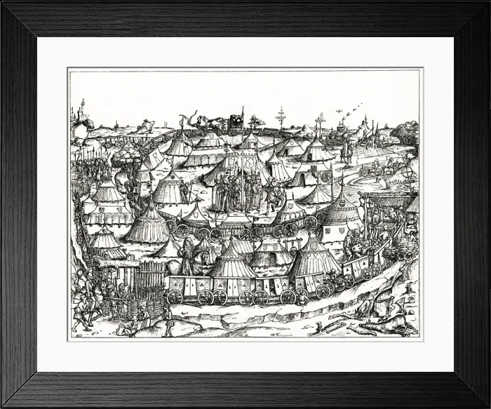 Framed Print : 15th century German military camp scene Framed Print : 15th century German military camp scene