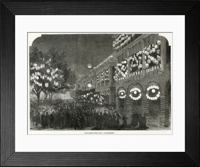 Framed Print : Hong Kong Club illuminations Framed Print : Hong Kong Club illuminations