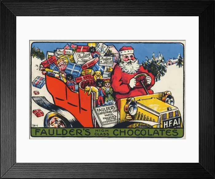 Framed Print : Father Christmas delivering Xmas chocolate Framed Print : Father Christmas delivering Xmas chocolate