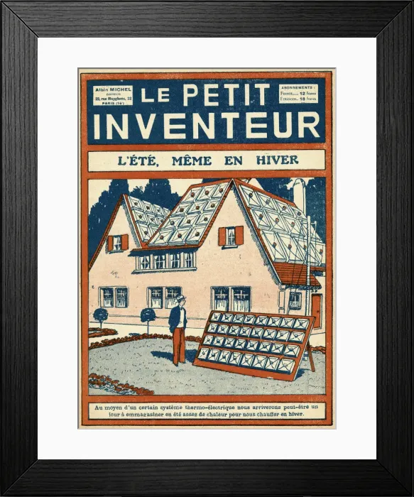 Framed Print : Solar panels on a house, 1920s Framed Print : Solar panels on a house, 1920s