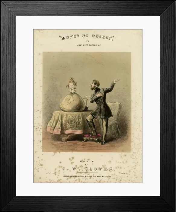 Framed Print : Money no object. Satire on marrying for money Framed Print : Money no object. Satire on marrying for money