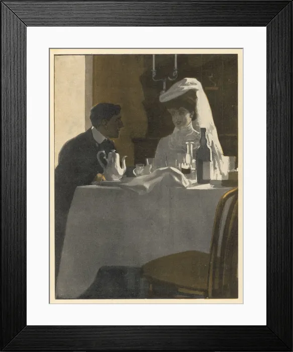 Framed Print : Couple chatting over dinner Framed Print : Couple chatting over dinner