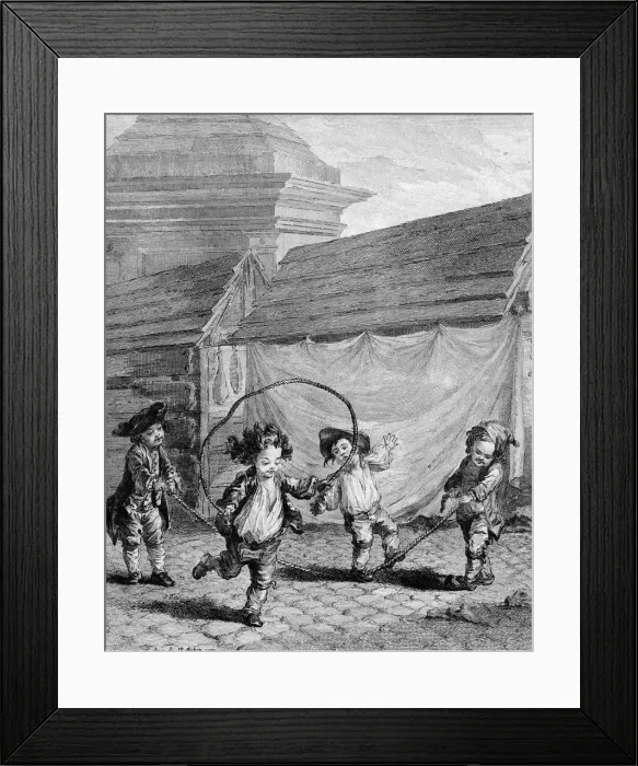 Framed Print : Boys skipping with a skipping rope Framed Print : Boys skipping with a skipping rope
