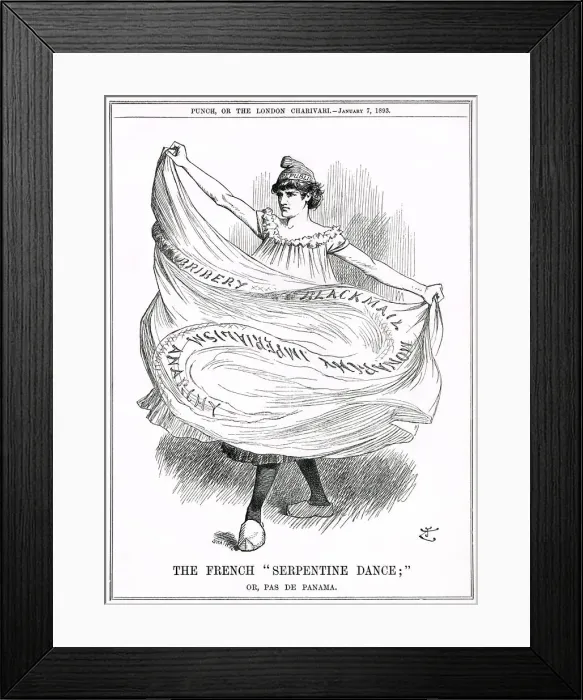 Framed Print : Cartoon, The French Serpentine Dance (Panama Scandal) Framed Print : Cartoon, The French Serpentine Dance (Panama Scandal)
