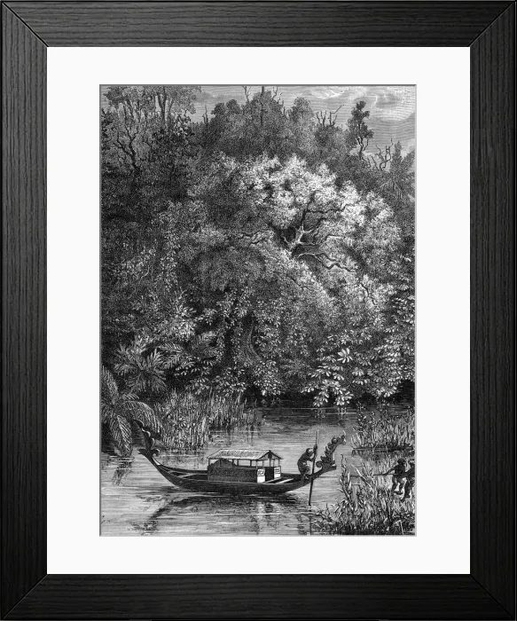 Framed Print : Boat on the Dodinga River in New Guinea Framed Print : Boat on the Dodinga River in New Guinea