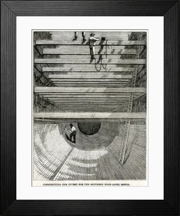 Framed Print : Construction of sewer at Peckham, south east London Framed Print : Construction of sewer at Peckham, south east London