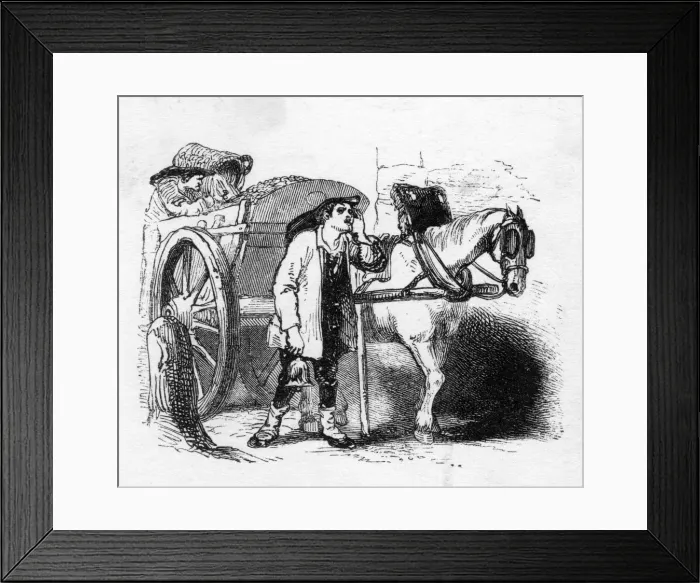 Framed Print : Dustman and cart collecting refuse Framed Print : Dustman and cart collecting refuse