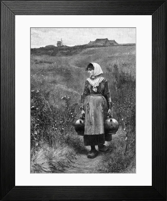 Framed Print : A country girl fetching water Framed Print : A country girl fetching water