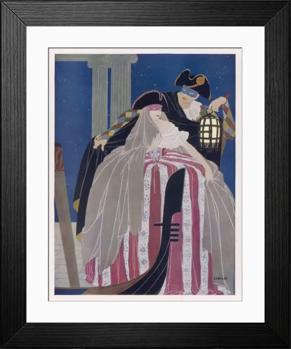 Framed Print : Masked carnival couple in Venice, Italy Framed Print : Masked carnival couple in Venice, Italy