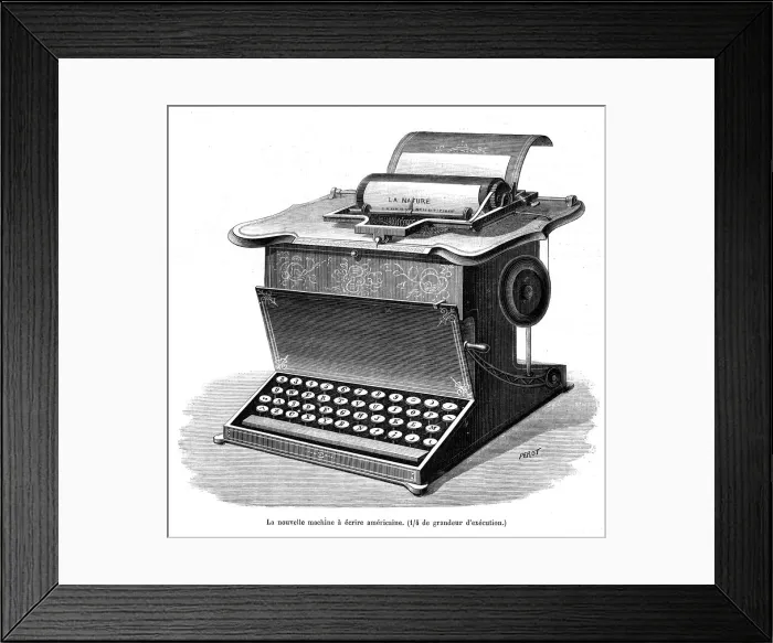 Framed Print : Early model of a Remington typewriter Framed Print : Early model of a Remington typewriter