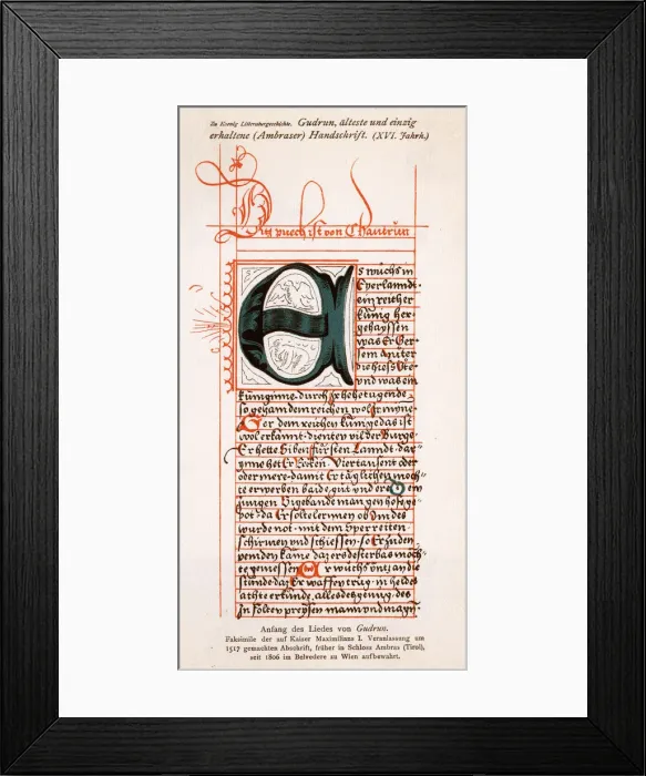 Framed Print : Fragment of the Lieder von Gudrun Framed Print : Fragment of the Lieder von Gudrun