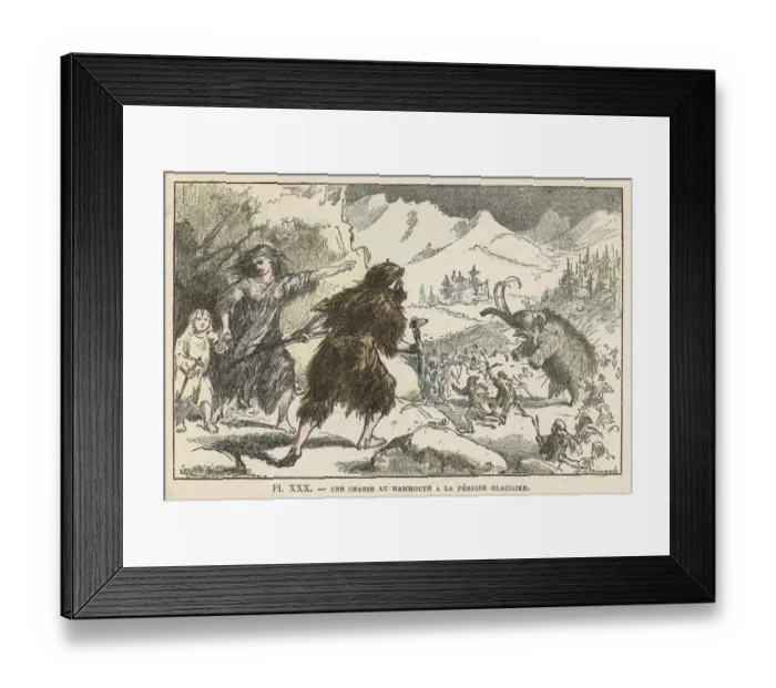 Framed Print : Hunting mammoth during the Ice Age Framed Print : Hunting mammoth during the Ice Age