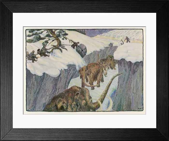 Framed Print : Neolithic mammoth hunt Framed Print : Neolithic mammoth hunt