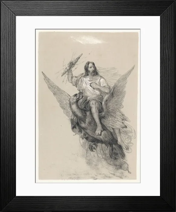 Framed Print : Zeus on his eagle with thunderbolt in hand Framed Print : Zeus on his eagle with thunderbolt in hand