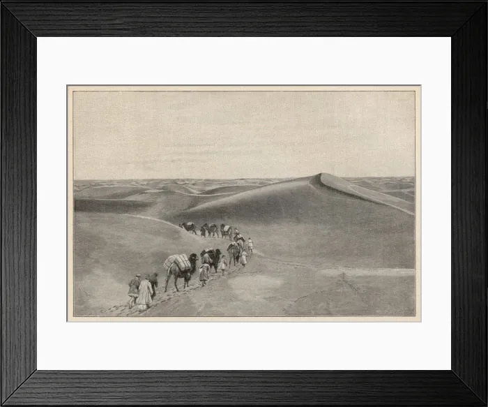 Framed Print : Camel train in Central Asian desert Framed Print : Camel train in Central Asian desert