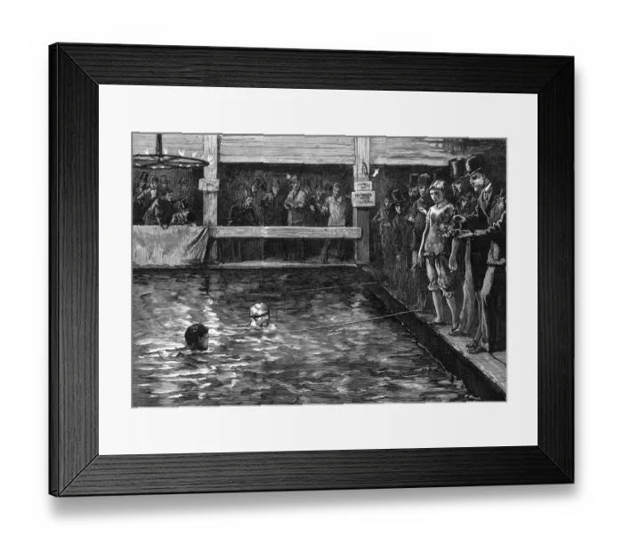 Framed Print : Swimming competition at the Lambeth Baths, London