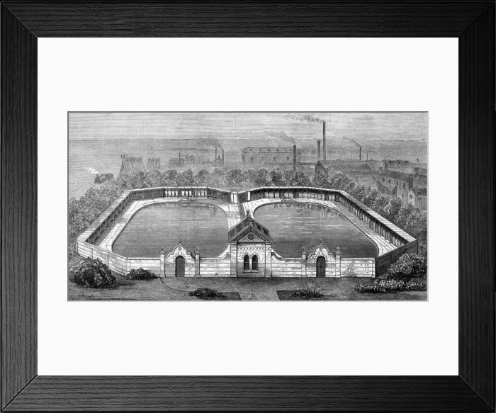 Framed Print : Free swimming baths for men and boys, Derby Framed Print : Free swimming baths for men and boys, Derby
