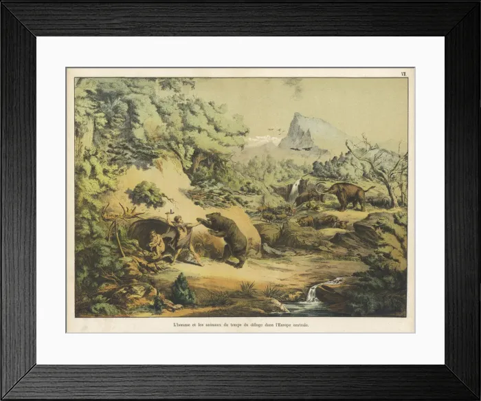 Framed Print : Animals and homo sapiens at the time of the Flood Framed Print : Animals and homo sapiens at the time of the Flood
