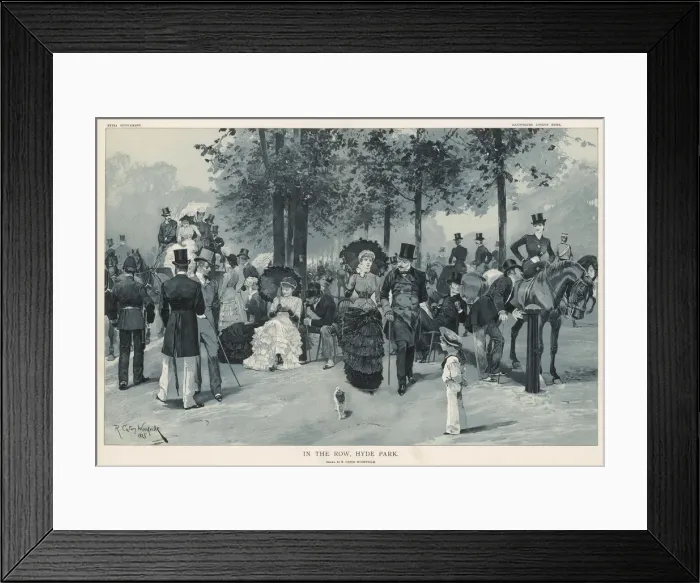 Framed Print : Fashionable people in the Row, Hyde Park, London Framed Print : Fashionable people in the Row, Hyde Park, London